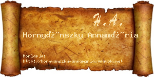 Hornyánszky Annamária névjegykártya